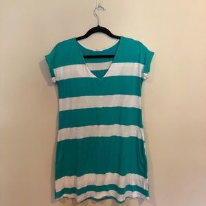 Teal and White Striped Tunic Dress